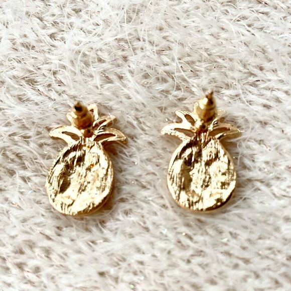 Sparkly Glass Rhinestone Pineapple Earrings, Goldtone Setting, Post Styl… - Picture 2 of 5